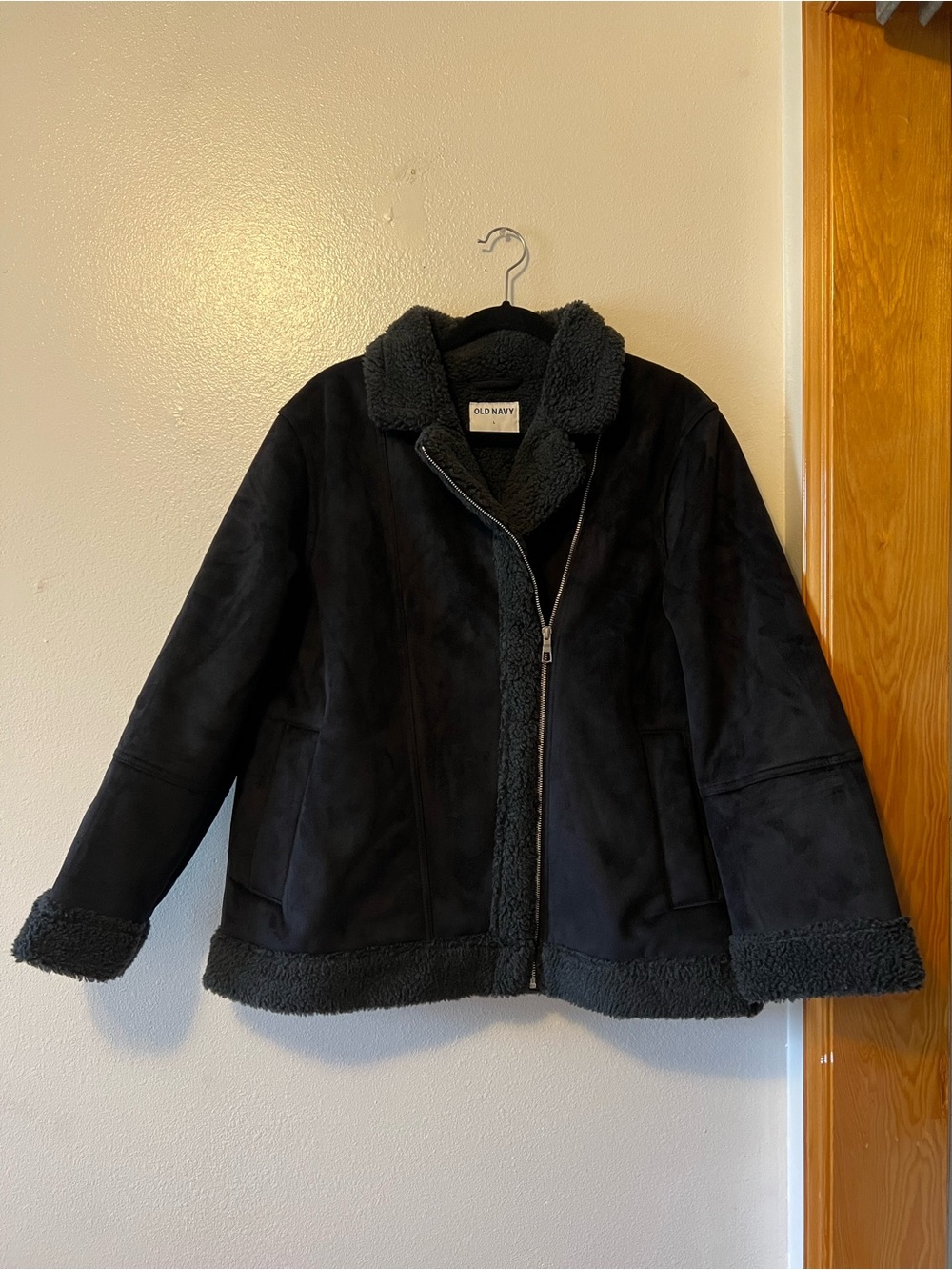 Old Navy Faux Suede Sherpa Lined Moto Jacket - Picture 5 of 7